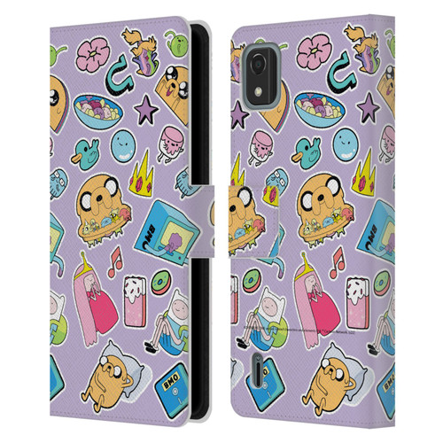 Adventure Time Graphics Icons Leather Book Wallet Case Cover For Nokia C2 2nd Edition