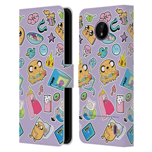 Adventure Time Graphics Icons Leather Book Wallet Case Cover For Nokia C10 / C20