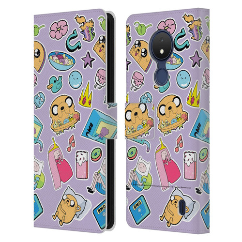 Adventure Time Graphics Icons Leather Book Wallet Case Cover For Nokia C21
