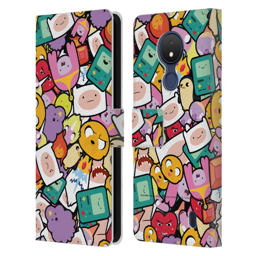 Adventure Time Graphics Pattern Leather Book Wallet Case Cover For Nokia C21
