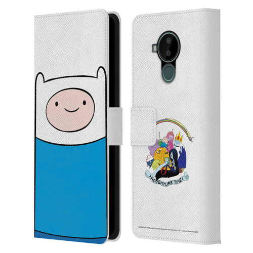 Adventure Time Graphics Finn The Human Leather Book Wallet Case Cover For Nokia C30