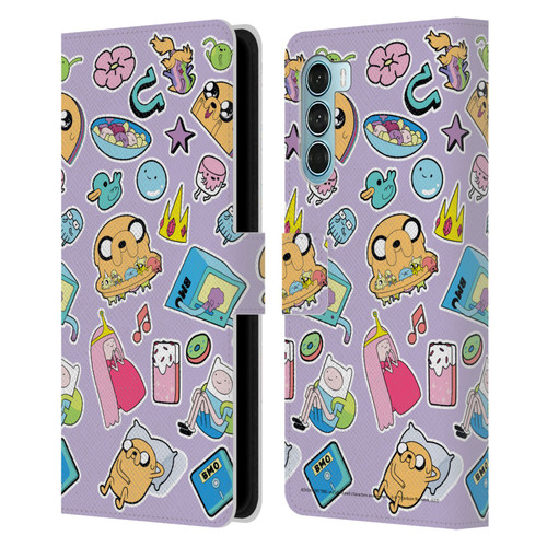 Adventure Time Graphics Icons Leather Book Wallet Case Cover For Motorola Edge S30 / Moto G200 5G