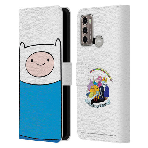 Adventure Time Graphics Finn The Human Leather Book Wallet Case Cover For Motorola Moto G60 / Moto G40 Fusion