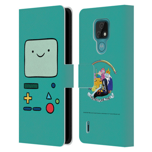Adventure Time Graphics BMO Leather Book Wallet Case Cover For Motorola Moto E7