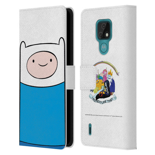 Adventure Time Graphics Finn The Human Leather Book Wallet Case Cover For Motorola Moto E7