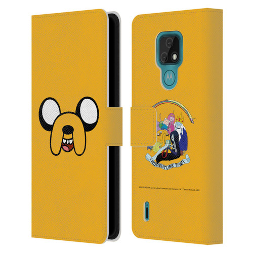 Adventure Time Graphics Jake The Dog Leather Book Wallet Case Cover For Motorola Moto E7