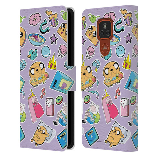 Adventure Time Graphics Icons Leather Book Wallet Case Cover For Motorola Moto E7 Plus