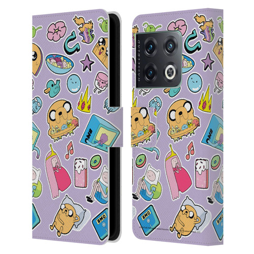 Adventure Time Graphics Icons Leather Book Wallet Case Cover For OnePlus 10 Pro