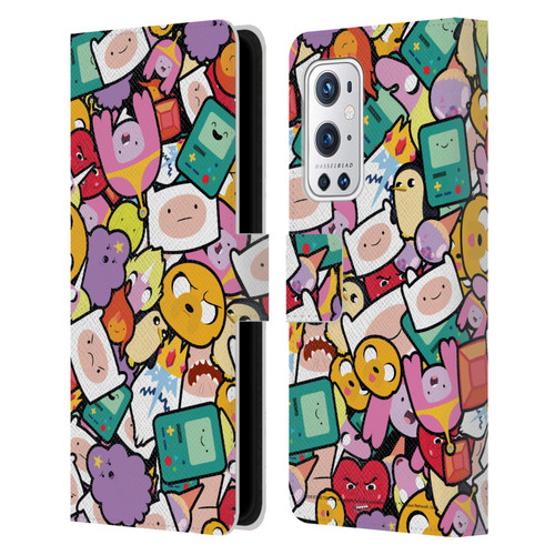 Adventure Time Graphics Pattern Leather Book Wallet Case Cover For OnePlus 9 Pro