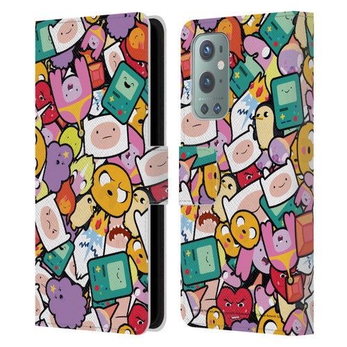Adventure Time Graphics Pattern Leather Book Wallet Case Cover For OnePlus 9