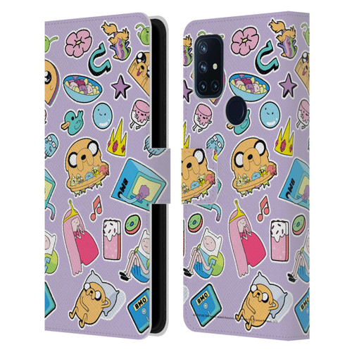 Adventure Time Graphics Icons Leather Book Wallet Case Cover For OnePlus Nord N10 5G