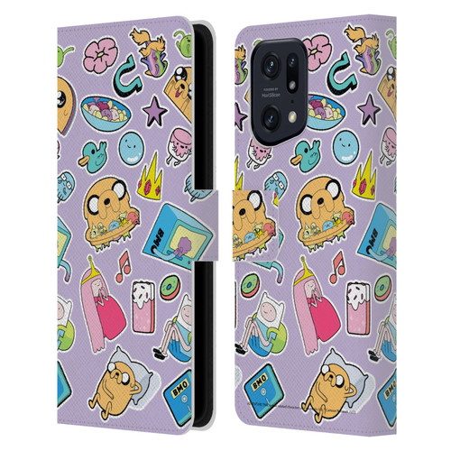 Adventure Time Graphics Icons Leather Book Wallet Case Cover For OPPO Find X5 Pro