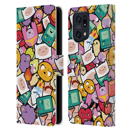 Adventure Time Graphics Pattern Leather Book Wallet Case Cover For OPPO Find X5 Pro