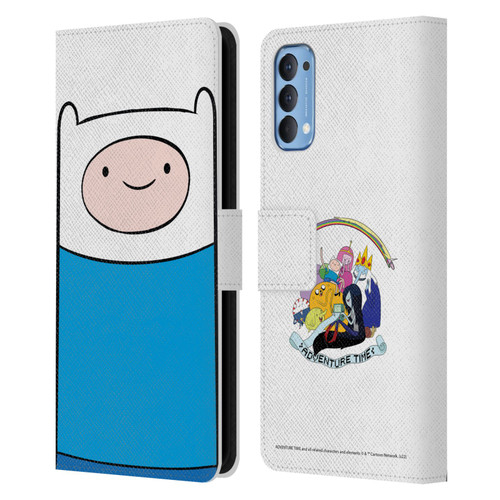 Adventure Time Graphics Finn The Human Leather Book Wallet Case Cover For OPPO Reno 4 5G