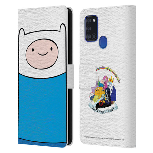 Adventure Time Graphics Finn The Human Leather Book Wallet Case Cover For Samsung Galaxy A21s (2020)