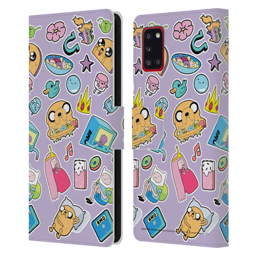 Adventure Time Graphics Icons Leather Book Wallet Case Cover For Samsung Galaxy A31 (2020)