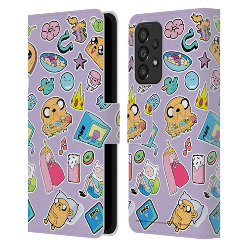 Adventure Time Graphics Icons Leather Book Wallet Case Cover For Samsung Galaxy A33 5G (2022)