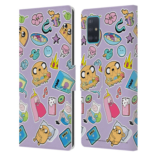 Adventure Time Graphics Icons Leather Book Wallet Case Cover For Samsung Galaxy A51 (2019)