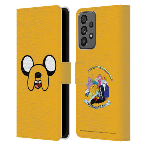 Adventure Time Graphics Jake The Dog Leather Book Wallet Case Cover For Samsung Galaxy A73 5G (2022)