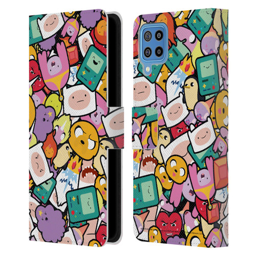 Adventure Time Graphics Pattern Leather Book Wallet Case Cover For Samsung Galaxy F22 (2021)