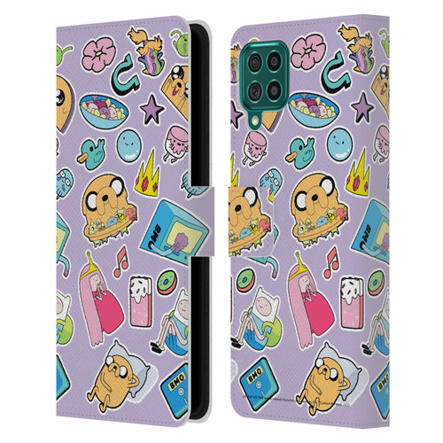 Adventure Time Graphics Icons Leather Book Wallet Case Cover For Samsung Galaxy F62 (2021)
