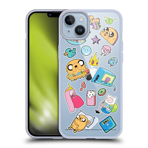 Adventure Time Graphics Icons Soft Gel Case for Apple iPhone 14 Plus & MagSafe