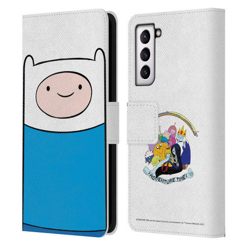 Adventure Time Graphics Finn The Human Leather Book Wallet Case Cover For Samsung Galaxy S21 5G