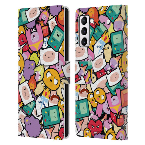 Adventure Time Graphics Pattern Leather Book Wallet Case Cover For Samsung Galaxy S21+ 5G