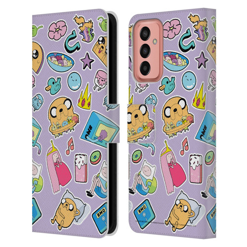 Adventure Time Graphics Icons Leather Book Wallet Case Cover For Samsung Galaxy M13 (2022)