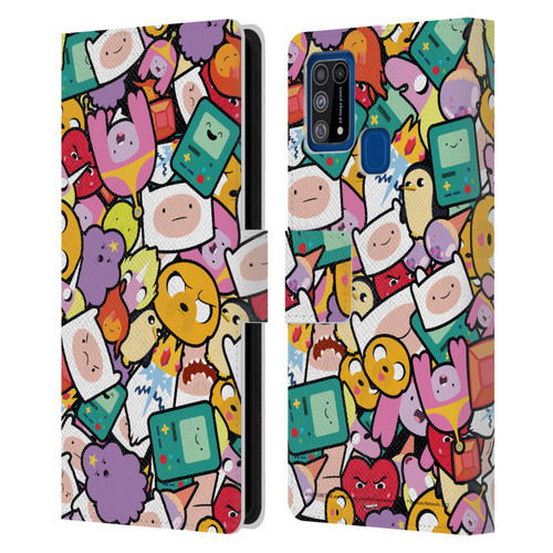 Adventure Time Graphics Pattern Leather Book Wallet Case Cover For Samsung Galaxy M31 (2020)