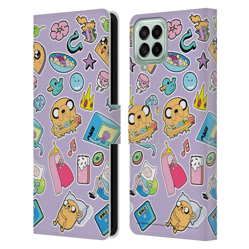Adventure Time Graphics Icons Leather Book Wallet Case Cover For Samsung Galaxy M33 (2022)