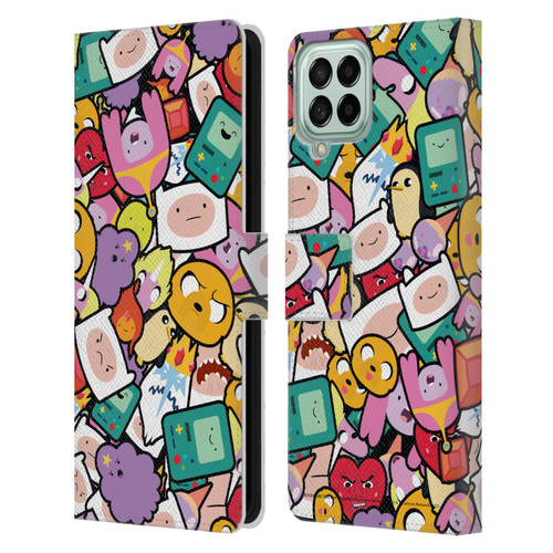 Adventure Time Graphics Pattern Leather Book Wallet Case Cover For Samsung Galaxy M33 (2022)