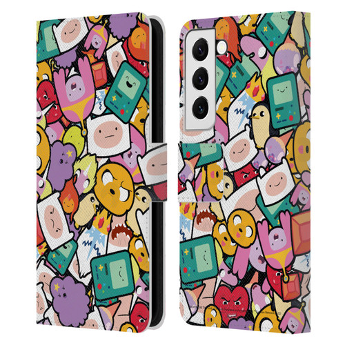 Adventure Time Graphics Pattern Leather Book Wallet Case Cover For Samsung Galaxy S22 5G
