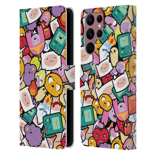 Adventure Time Graphics Pattern Leather Book Wallet Case Cover For Samsung Galaxy S22 Ultra 5G