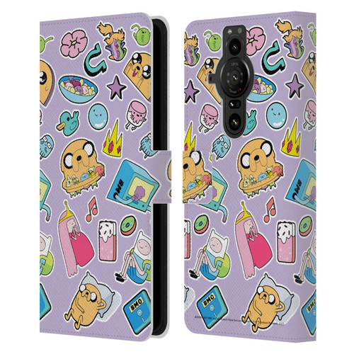 Adventure Time Graphics Icons Leather Book Wallet Case Cover For Sony Xperia Pro-I