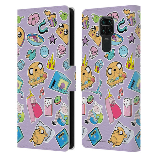 Adventure Time Graphics Icons Leather Book Wallet Case Cover For Xiaomi Redmi Note 9 / Redmi 10X 4G