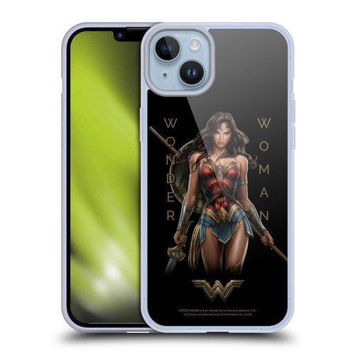 Wonder Woman Movie Character Art Typography Soft Gel Case for Apple iPhone 14 Plus