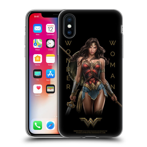 Wonder Woman Movie Character Art Typography Soft Gel Case for Apple iPhone X / iPhone XS