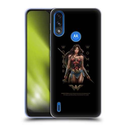 Wonder Woman Movie Character Art Typography Soft Gel Case for Motorola Moto E7 Power / Moto E7i Power