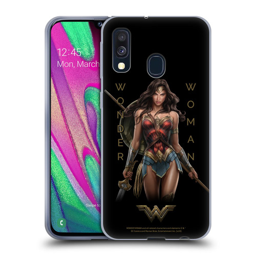 Wonder Woman Movie Character Art Typography Soft Gel Case for Samsung Galaxy A40 (2019)