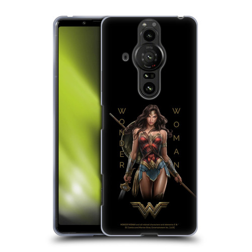 Wonder Woman Movie Character Art Typography Soft Gel Case for Sony Xperia Pro-I