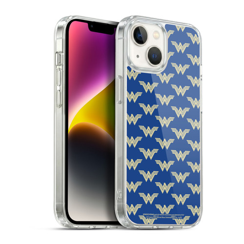 Wonder Woman Movie Logos Pattern Soft Gel Case for Apple iPhone 14