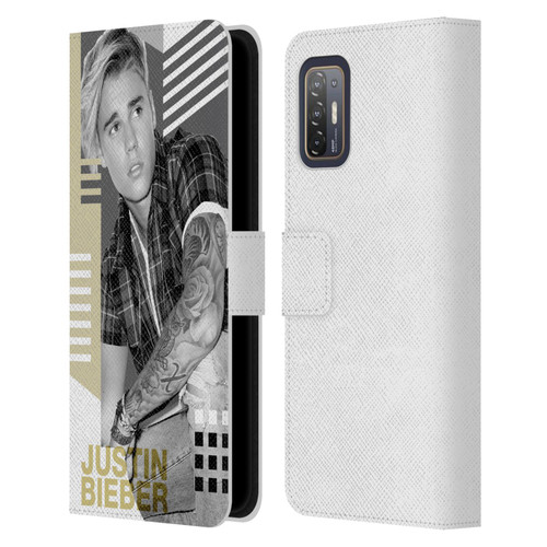 Justin Bieber Purpose B&w Calendar Geometric Collage Leather Book Wallet Case Cover For HTC Desire 21 Pro 5G