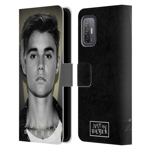 Justin Bieber Purpose B&w What Do You Mean Shot Leather Book Wallet Case Cover For HTC Desire 21 Pro 5G