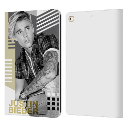 Justin Bieber Purpose B&w Calendar Geometric Collage Leather Book Wallet Case Cover For Apple iPad 9.7 2017 / iPad 9.7 2018