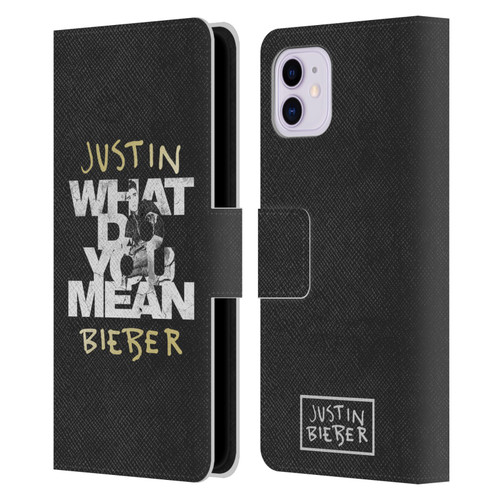 Justin Bieber Purpose B&w What Do You Mean Typography Leather Book Wallet Case Cover For Apple iPhone 11