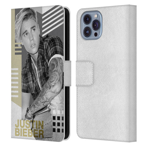 Justin Bieber Purpose B&w Calendar Geometric Collage Leather Book Wallet Case Cover For Apple iPhone 14