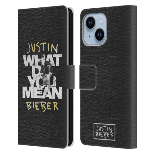 Justin Bieber Purpose B&w What Do You Mean Typography Leather Book Wallet Case Cover For Apple iPhone 14 Plus