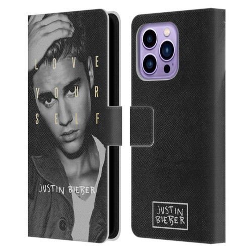 Justin Bieber Purpose B&w Love Yourself Leather Book Wallet Case Cover For Apple iPhone 14 Pro Max
