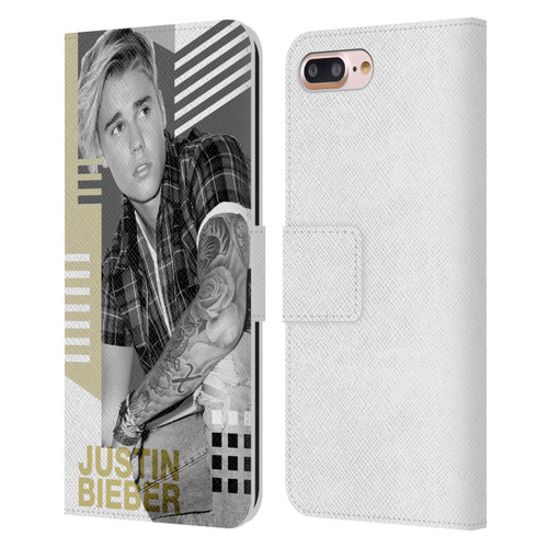 Justin Bieber Purpose B&w Calendar Geometric Collage Leather Book Wallet Case Cover For Apple iPhone 7 Plus / iPhone 8 Plus